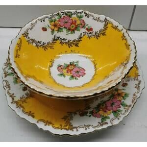 Hammersley Bone China England 4.75" Bone Bowl Sauce Yellow Medallion